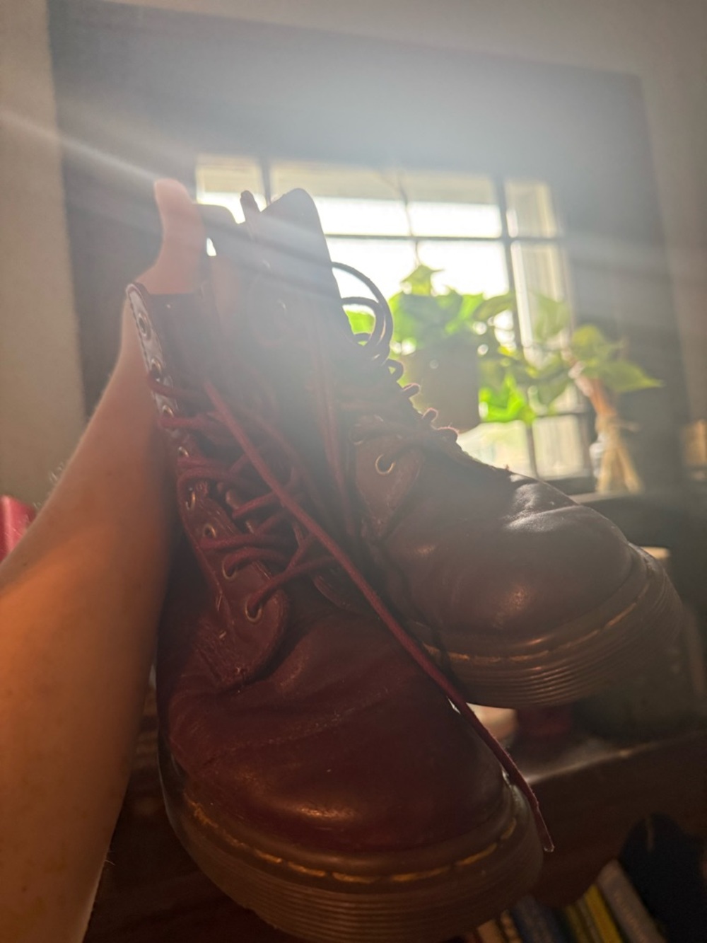 RARE Dr. Martens Burgundy Red Leather Lace-Up Ankle Boots Doc Marten Pascal - Picture 6 of 9